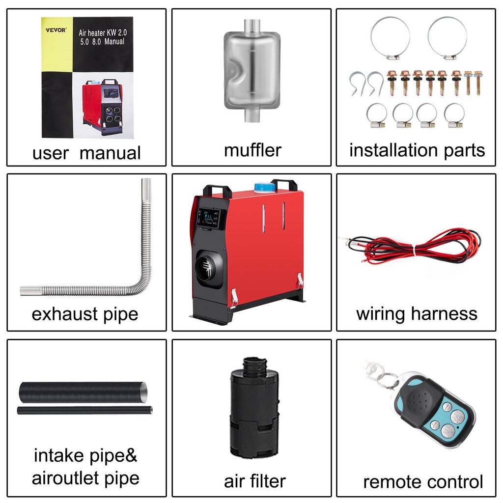 Vevor dieselilmanlämmitin 5KW, 12V hinta ja tiedot | Lämmittimet | hobbyhall.fi