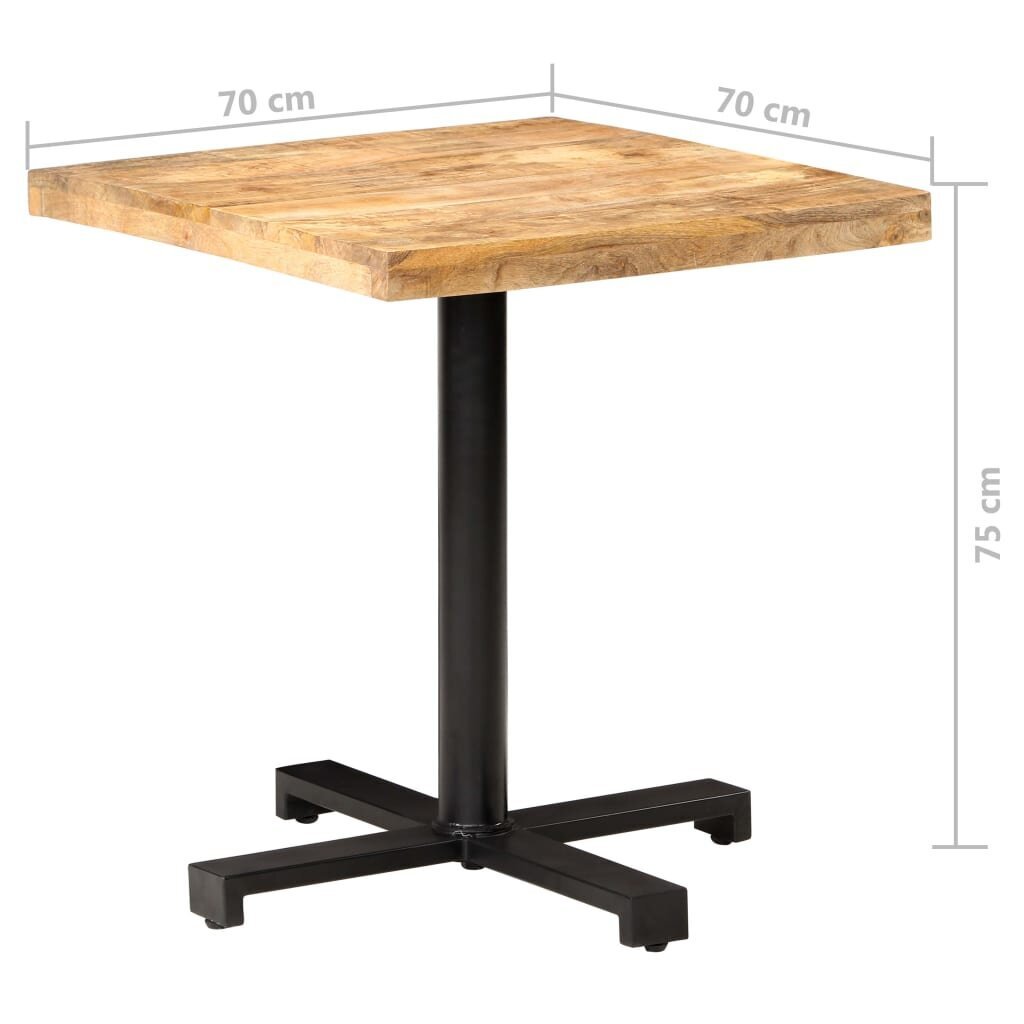 vidaXL Bistropöytä neliö 70x70x75 cm karkea mangopuu hinta ja tiedot | Ruokapöydät | hobbyhall.fi