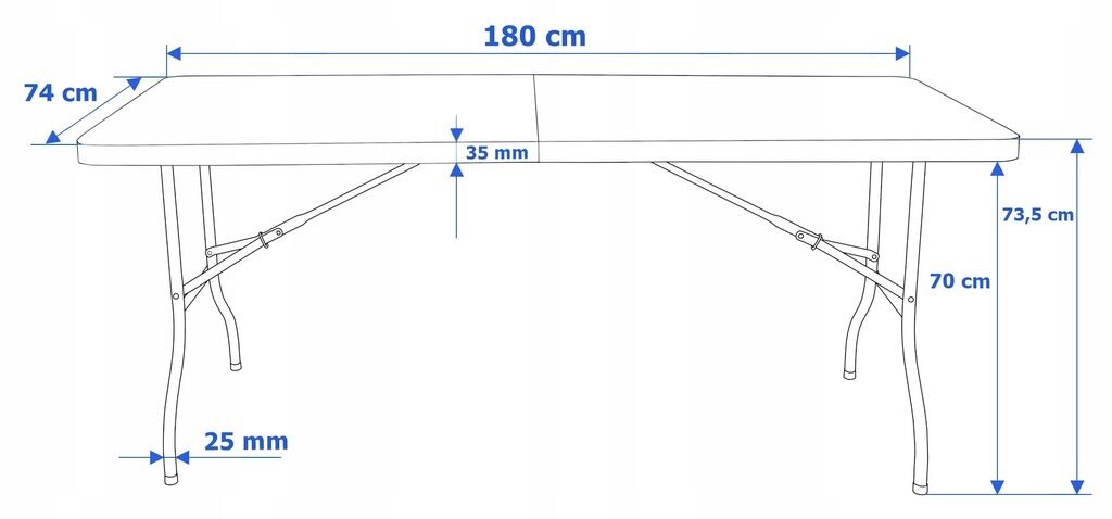 Taitettava ulkopöytä Fluxar S211, 180x75cm, musta hinta ja tiedot | Puutarhapöydät | hobbyhall.fi