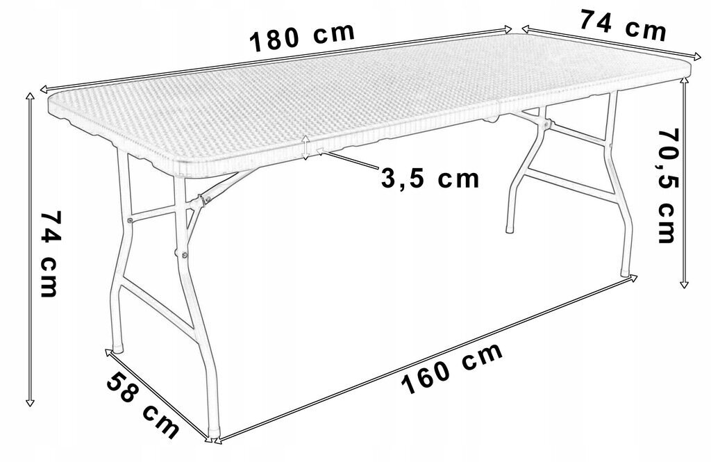 Taitettava ulkopöytä Fluxar S212, 180cm, harmaa hinta ja tiedot | Puutarhapöydät | hobbyhall.fi