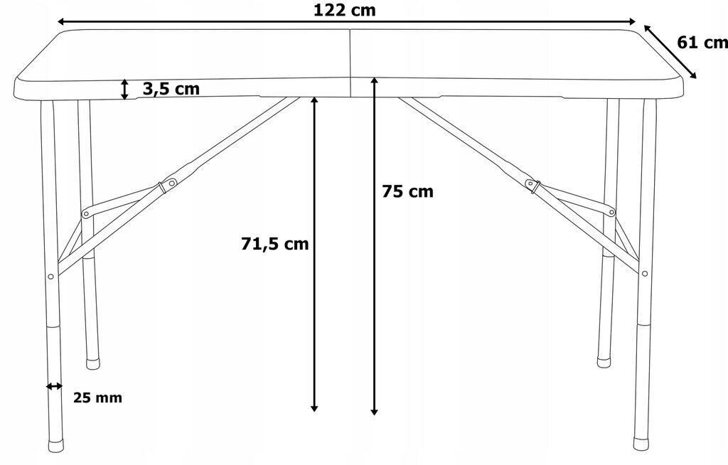 Taitettava ulkopöytä Fluxar S217, 120cm, valkoinen hinta ja tiedot | Puutarhakalusteet | hobbyhall.fi