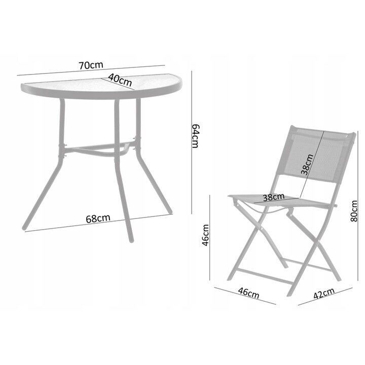 Ulkokalusteet Fluxar 221 3 osaa, harmaa hinta ja tiedot | Puutarhakalusteet | hobbyhall.fi