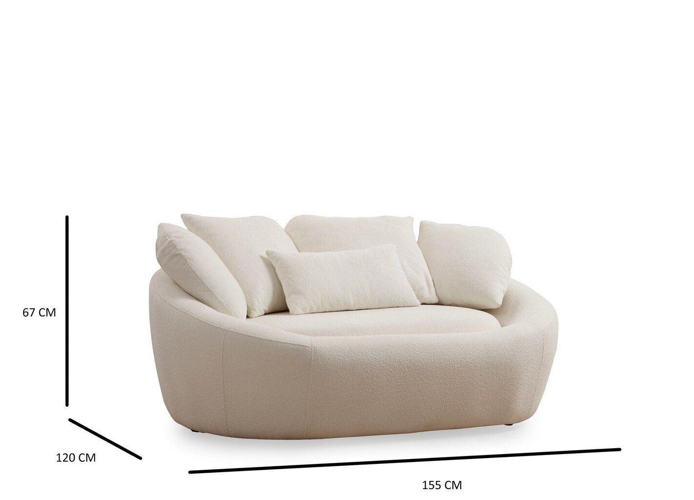 Kahden hengen sohva Atelier Del Sofa Midye Love Seat, beige hinta ja tiedot | Sohvat ja vuodesohvat | hobbyhall.fi