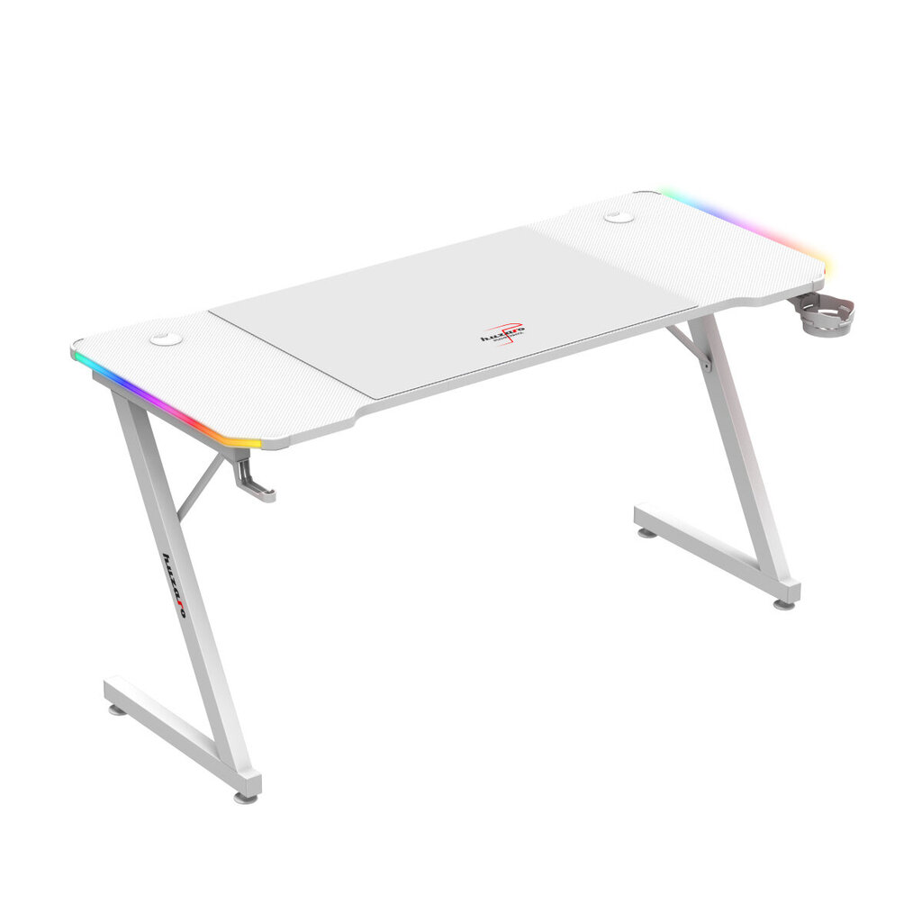 Huzaro Hero 3.3 Valkoinen RGB-pelipöytä hinta ja tiedot | Tietokonepöydät ja työpöydät | hobbyhall.fi