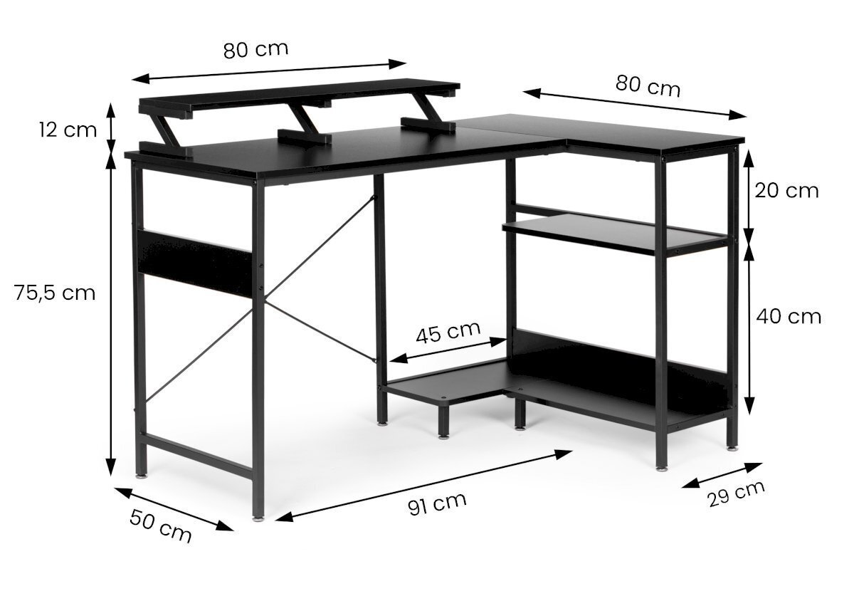 Tietokonepöytä, kulma, 120 x 50 cm hinta ja tiedot | Tietokonepöydät ja työpöydät | hobbyhall.fi