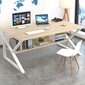 Tietokonepöytä hyllyllä, 100 x 60 cm, vaaleanruskea hinta ja tiedot | Tietokonepöydät ja työpöydät | hobbyhall.fi