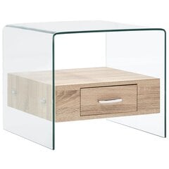 vidaXL Sohvapöytä laatikolla 50x50x45 cm karkaistu lasi hinta ja tiedot | Sohvapöydät | hobbyhall.fi