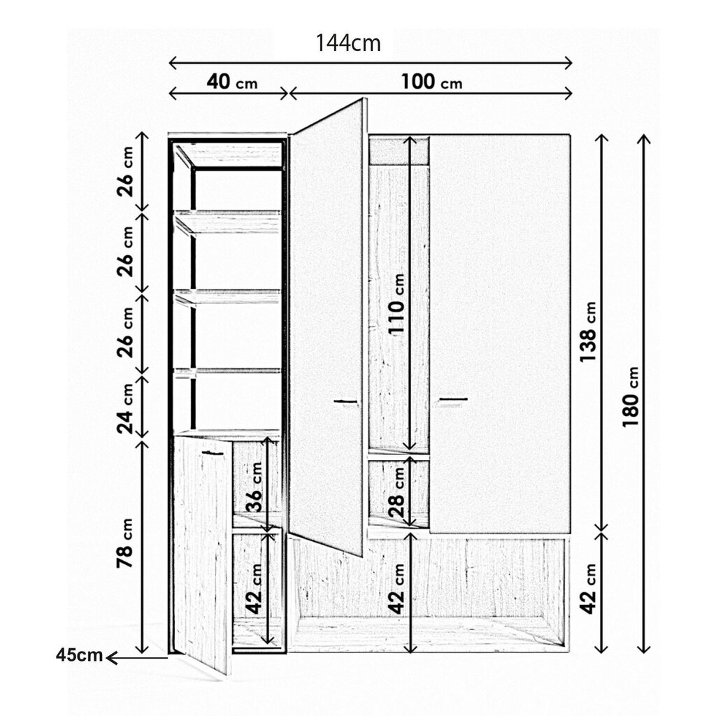 Kaappi Asir Onur L602, ruskea/musta hinta ja tiedot | Kaapit | hobbyhall.fi