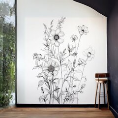 Mustavalkoinen kasviaiheinen seinätarra hinta ja tiedot | Sisustustarrat | hobbyhall.fi