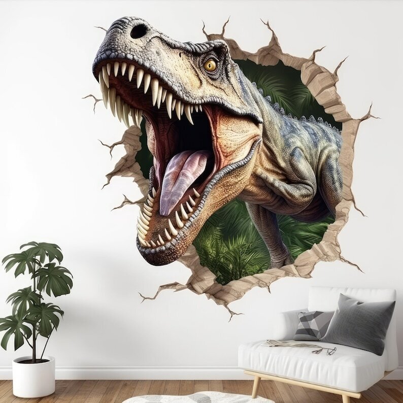 3D illuusio seinätarra, dinosaurukset hinta ja tiedot | Sisustustarrat | hobbyhall.fi