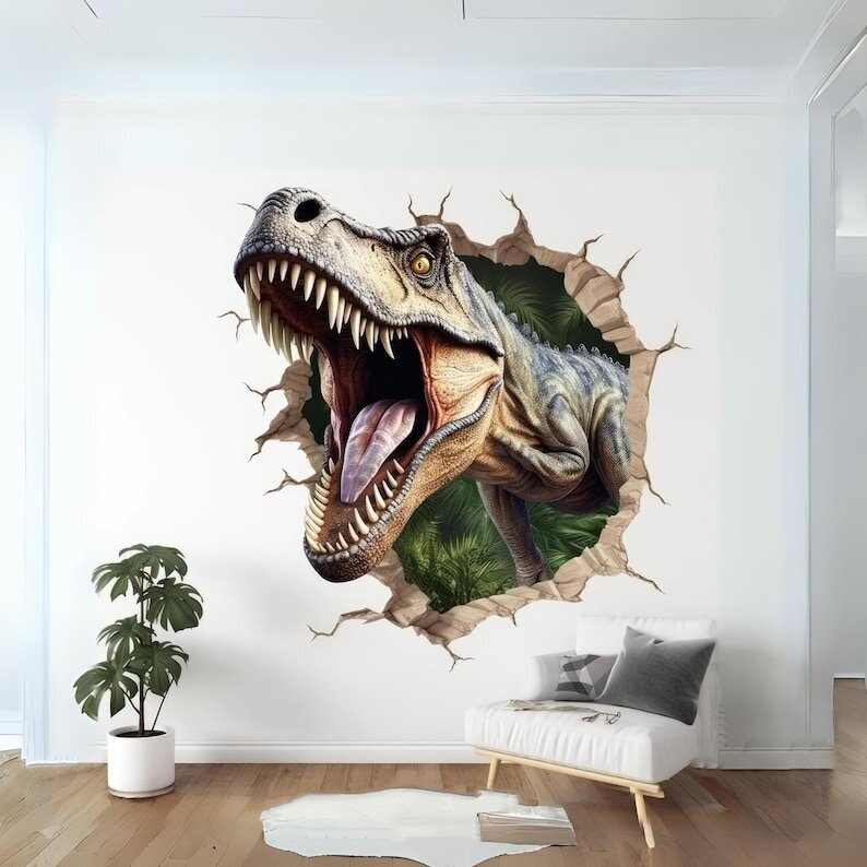 3D illuusio seinätarra, dinosaurukset hinta ja tiedot | Sisustustarrat | hobbyhall.fi