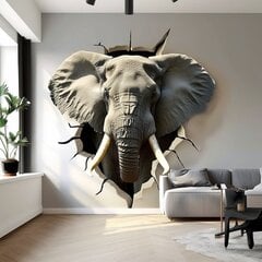 3D halkeama illuusio seinätarra, elefantin pää hinta ja tiedot | Sisustustarrat | hobbyhall.fi