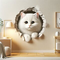 3D söpö valkoinen kissa seinätarra hinta ja tiedot | Sisustustarrat | hobbyhall.fi