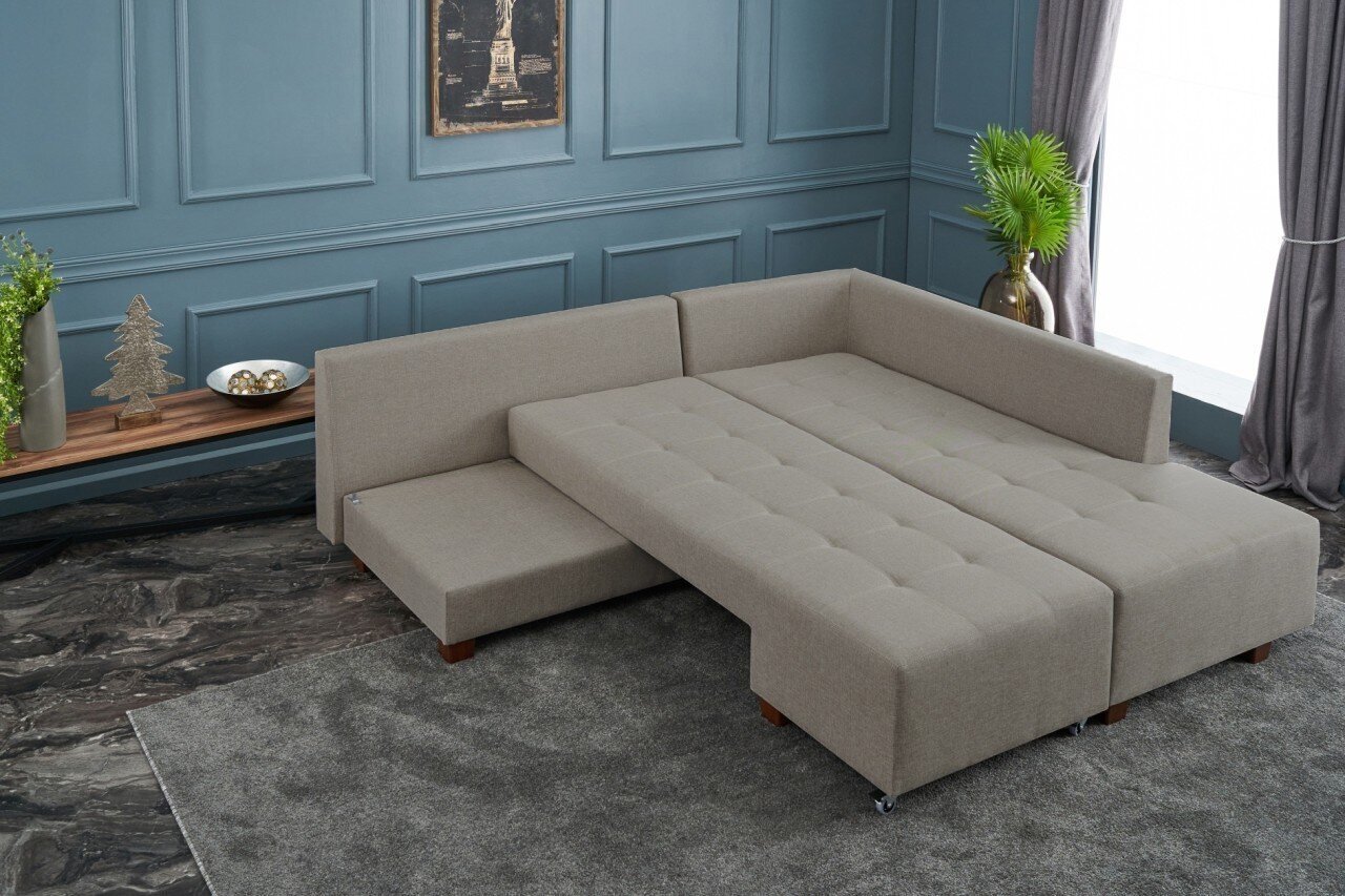 Kulmasohva Asir Corner Sofa Bed Right, beige hinta ja tiedot | Kulmasohvat ja divaanisohvat | hobbyhall.fi