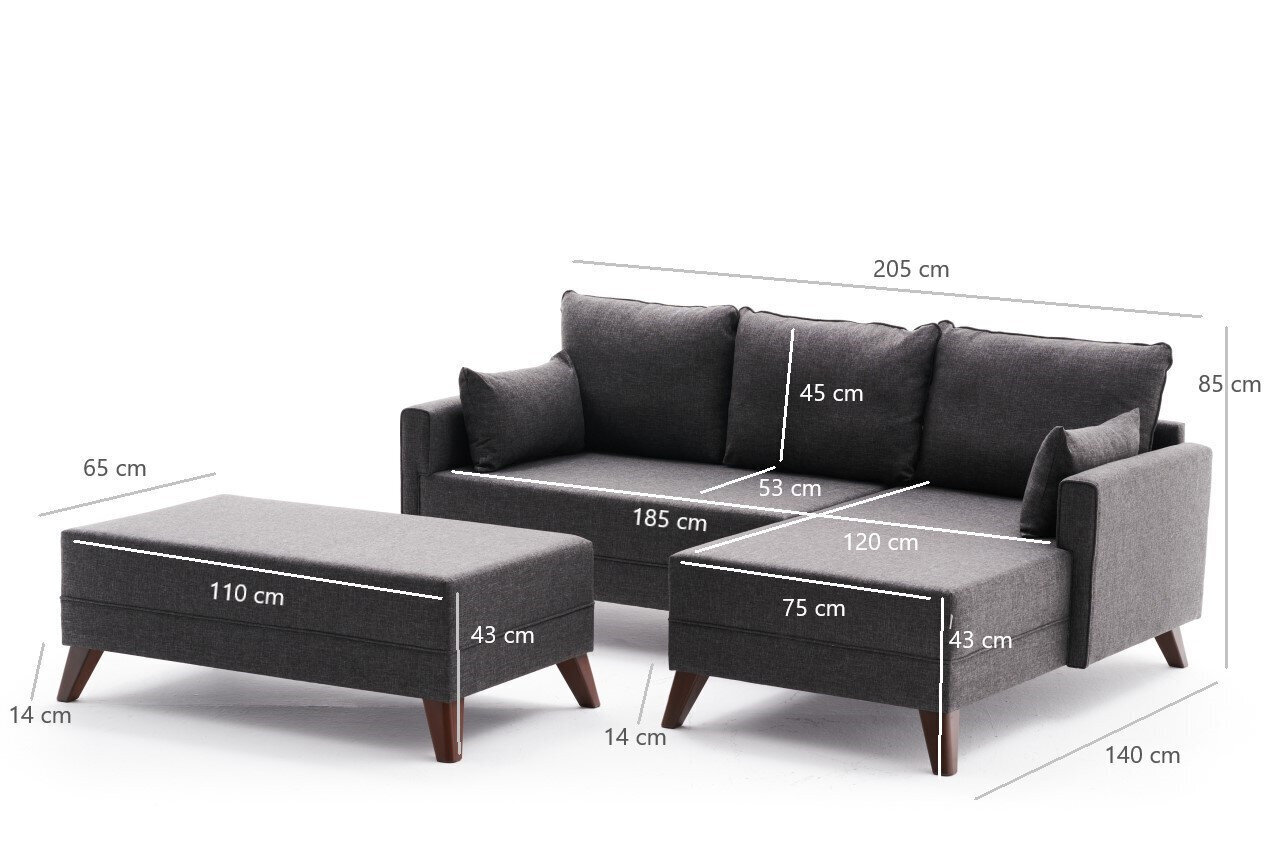 Kulmasohva Asir Bella Mini Corner Sofa Right, harmaa hinta ja tiedot | Kulmasohvat ja divaanisohvat | hobbyhall.fi