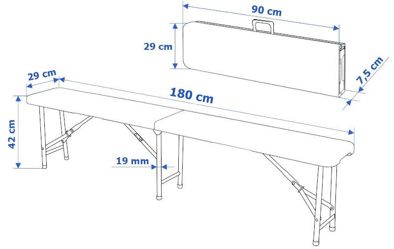 Kokoontaitettava ruokapenkki, 180 cm, musta hinta ja tiedot | Puutarhapenkit | hobbyhall.fi