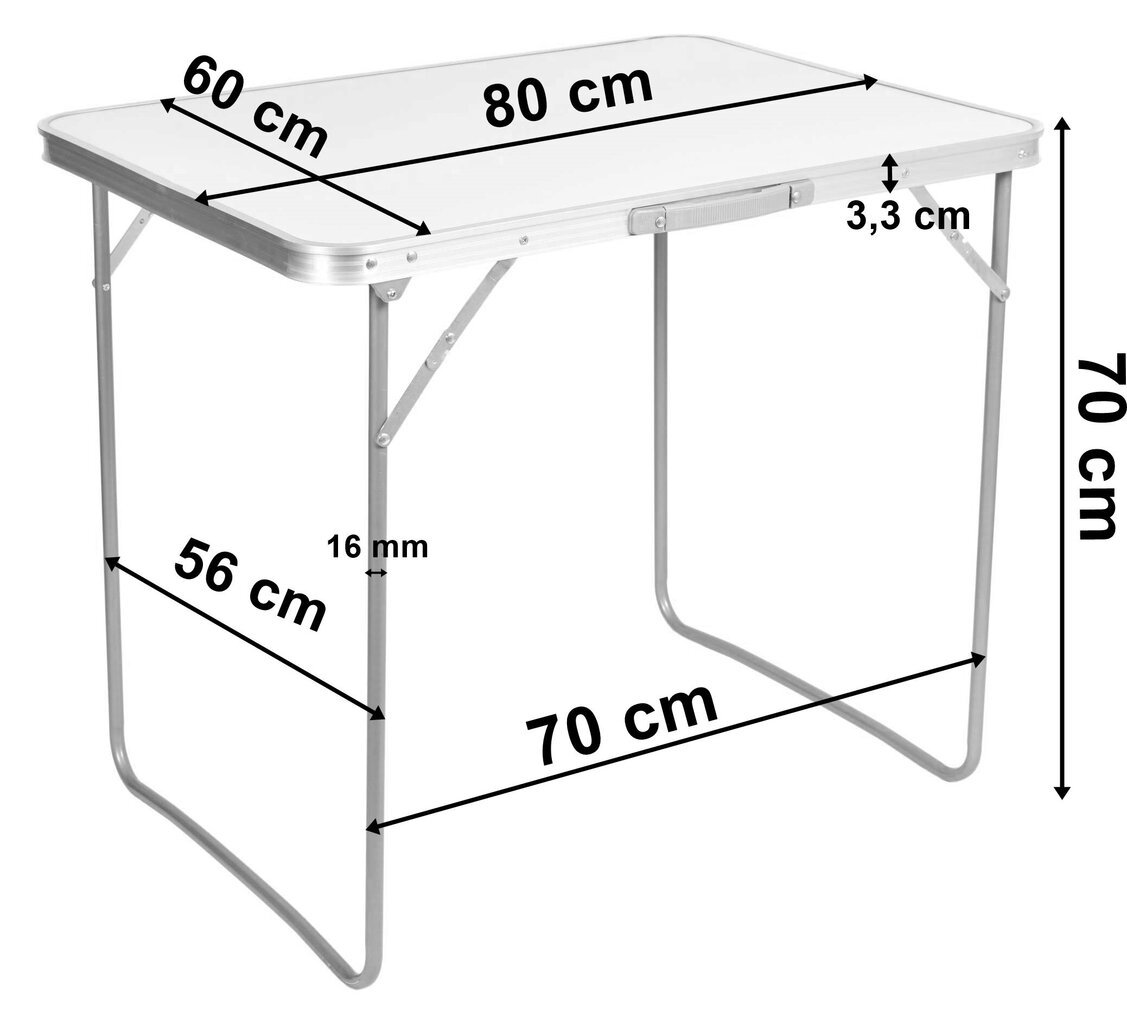 Kokoontaitettava retkipöytä, 80x60 cm, valkoinen hinta ja tiedot | Retkeilyvarusteet | hobbyhall.fi