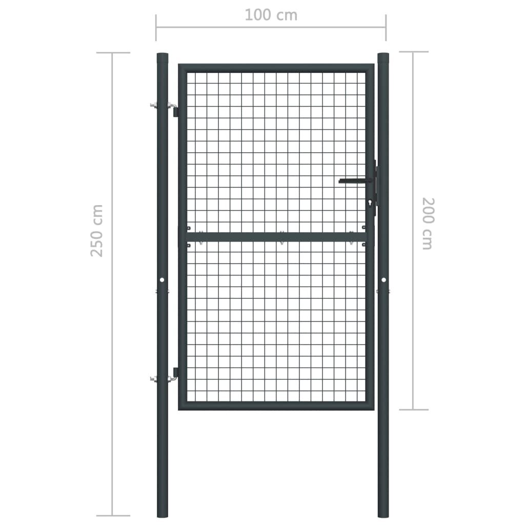 vidaXL Puutarhaportti galvanoitu teräsverkko 100x250 cm harmaa hinta ja tiedot | Aidat ja tarvikkeet | hobbyhall.fi