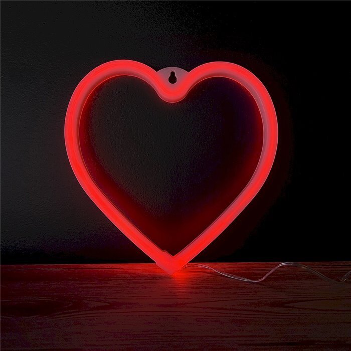 LED Neon lamp HEART red battery/USB hinta ja tiedot | Upotettavat valaisimet ja LED-valaisimet | hobbyhall.fi