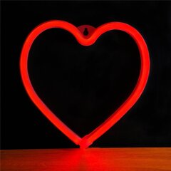 LED Neon lamp HEART red battery/USB hinta ja tiedot | Upotettavat valaisimet ja LED-valaisimet | hobbyhall.fi