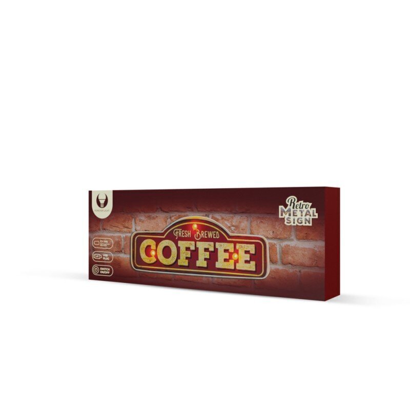 RETRO Metal Sign LED Fresh Brewed Coffee Forever Light hinta ja tiedot | Riippuvalaisimet | hobbyhall.fi