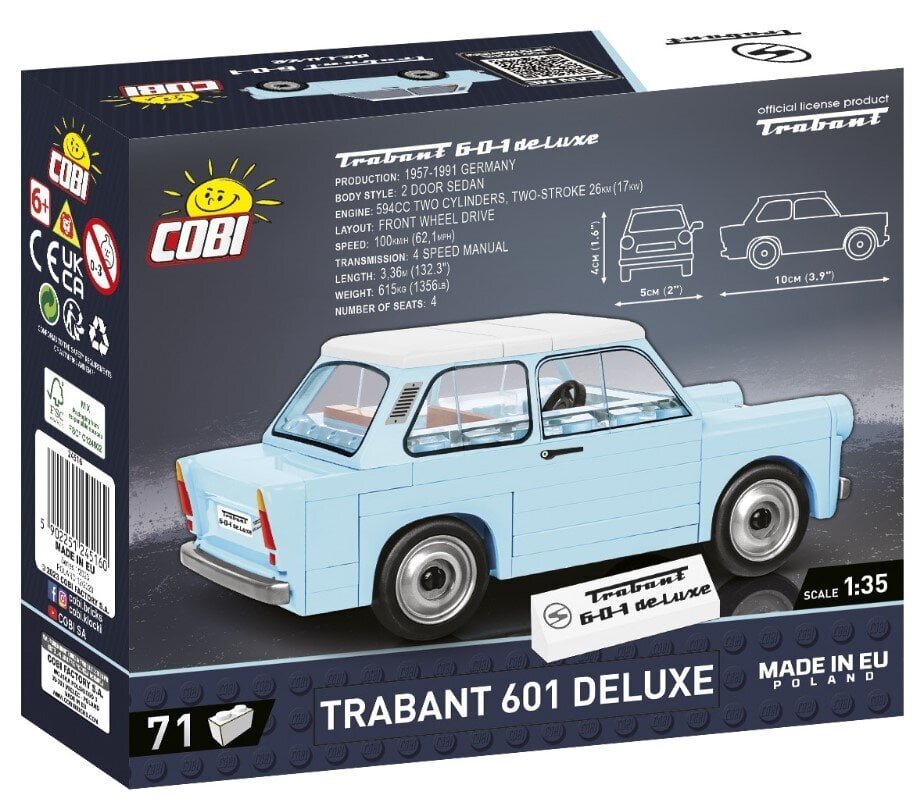 Cobi Youngtimer Trabant 601 DeLuxe 71kl 24516 hinta ja tiedot | LEGOT ja rakennuslelut | hobbyhall.fi