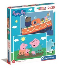 Clementoni palapeli 2x20 SuperKolor Peppa Pig 24797 hinta ja tiedot | Palapelit | hobbyhall.fi