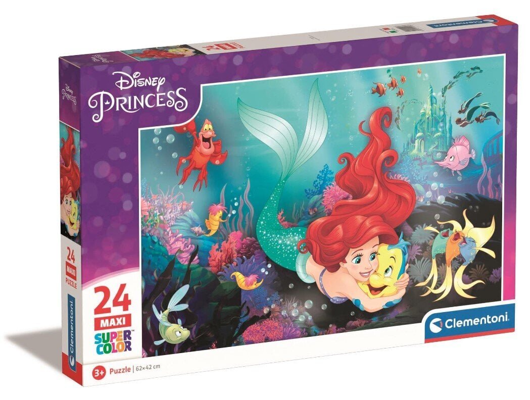 Clementoni palapeli 24 maxi SuperKolor Little Mermaid 24243 hinta ja tiedot | Palapelit | hobbyhall.fi