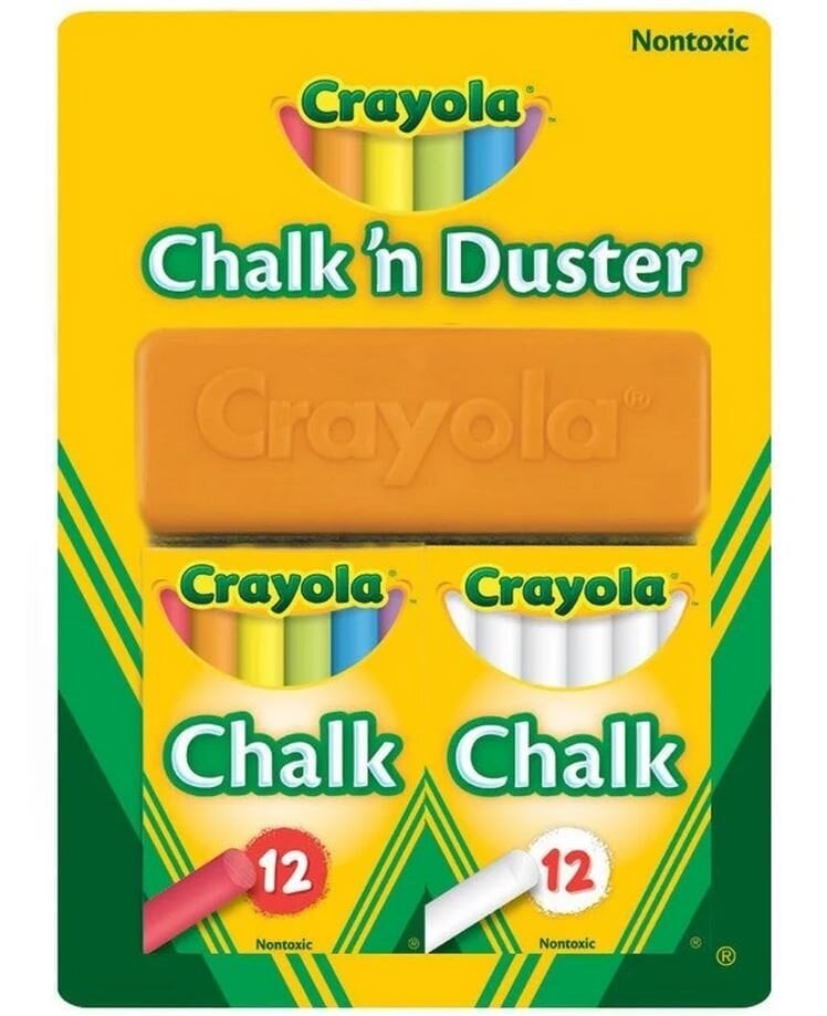 CX Crayola liitu 2x12 kpl valkoinen-väri+sieni 51-6009 hinta ja tiedot | Taide- ja askartelutarvikkeet | hobbyhall.fi