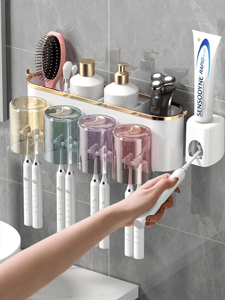 Hylly-pidike hammasharjoille, Electronics LV-21 hinta ja tiedot | Kylpyhuoneen sisustus | hobbyhall.fi