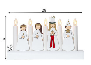 Puinen kynttilänjalka figuureilla valkoinen 15W 28x16cm Julia 271-28 hinta ja tiedot | Joulukoristeet | hobbyhall.fi