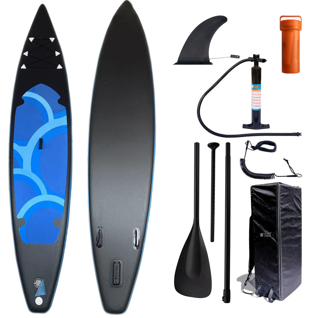 SUP-lauta melalla, Omimar, musta/sininen, 380x79x15 cm hinta ja tiedot | SUP-laudat | hobbyhall.fi