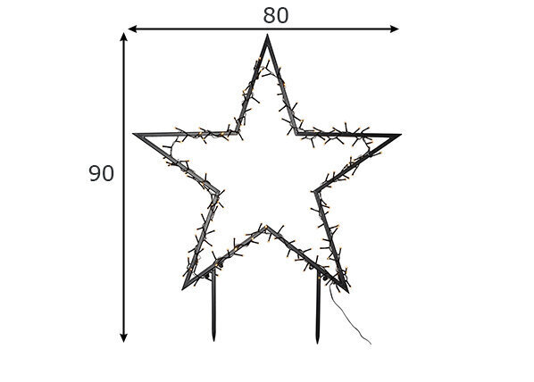 LED-ulkovalaisin tähti musta 3,6W 80x90cm Spiky 475-13 hinta ja tiedot | Joulukoristeet | hobbyhall.fi