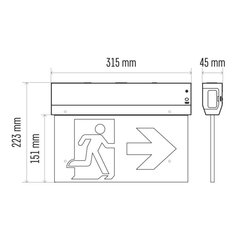 EXIT valo LED 230V AC 3W 30lm 3h., MT, Emos hinta ja tiedot | Upotettavat valaisimet ja LED-valaisimet | hobbyhall.fi