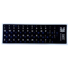 Riff Qwerty -näppäimistötarrat ENG valkoinen / RU sininen mustalla pohjalla hinta ja tiedot | Näppäimistöt | hobbyhall.fi