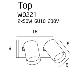 Seinävalaisin Maxlight Top collection musta 18x13cm 2xGU10 W0221 hinta ja tiedot | Seinävalaisimet | hobbyhall.fi