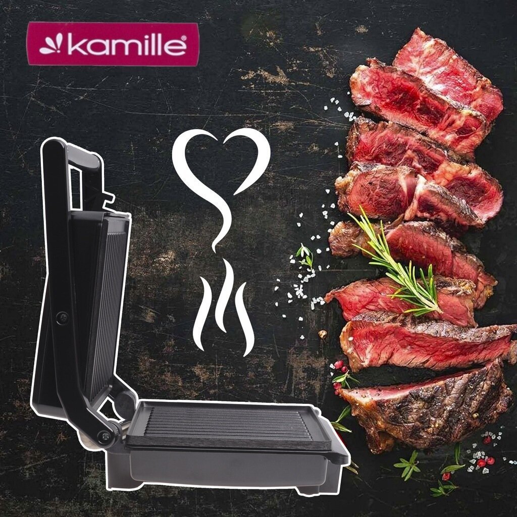 Kamille KM6721 musta 900W hinta ja tiedot | Sähkögrillit | hobbyhall.fi