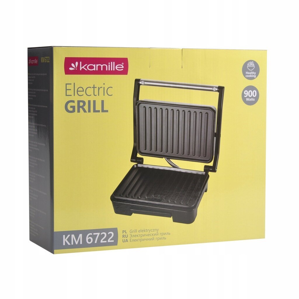 Kamille KM6722 musta 900W hinta ja tiedot | Sähkögrillit | hobbyhall.fi