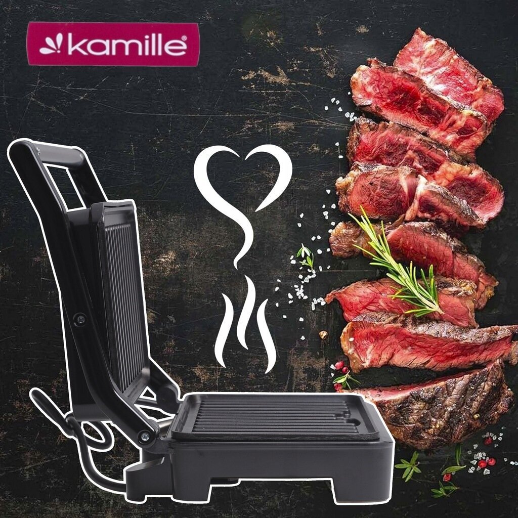 Kamille KM6722 musta 900W hinta ja tiedot | Sähkögrillit | hobbyhall.fi