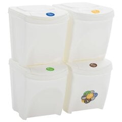 vidaXL Pinottavat roskalaatikot 4 kpl valkoinen 100 l polypropeeni hinta ja tiedot | Roska-astiat | hobbyhall.fi