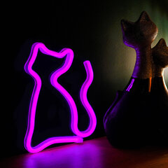 Neonvalo LED CAT Pink Bat + USB FLNEO4 hinta ja tiedot | Sisustustuotteet | hobbyhall.fi
