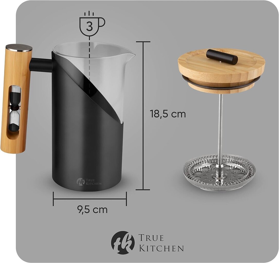 Kahvinpuristinpannu True Kitchen, 0,5L, musta hinta ja tiedot | Kahvipannut ja teekannut | hobbyhall.fi