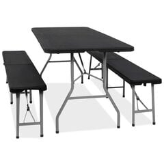 Taitettava pöytä kahdella penkillä Springos GF0098 180 x 74 x 74 cm hinta ja tiedot | Puutarhapöydät | hobbyhall.fi