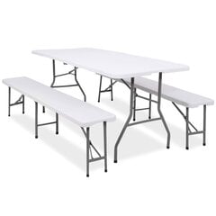 Taitettava pöytä kahdella penkillä Springos GF0099 180 x 74 x 74 cm hinta ja tiedot | Puutarhapöydät | hobbyhall.fi