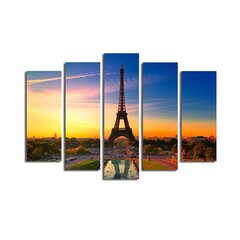 Viisiosainen sisustustaulu Eiffel hinta ja tiedot | Taulut | hobbyhall.fi