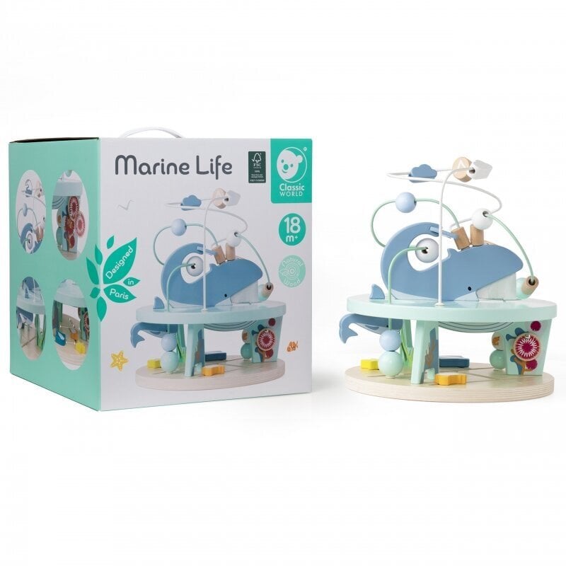 Puinen helmilabyrintti Sea life, Classic World hinta ja tiedot | Kehittävät lelut | hobbyhall.fi