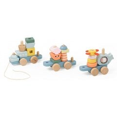 Puinen Montessori-juna, sininen, Classic World hinta ja tiedot | Vauvan lelut | hobbyhall.fi