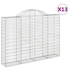 vidaXL Kaarevat kivikorit 13 kpl 200x30x140/160 cm galvanoitu rauta hinta ja tiedot | Aidat ja tarvikkeet | hobbyhall.fi