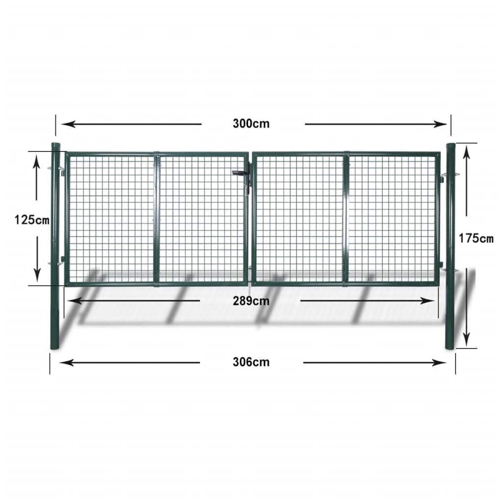 Puutarhaportti, 289x125 cm/306x175 cm, teräs, vihreä hinta ja tiedot | Aidat ja tarvikkeet | hobbyhall.fi