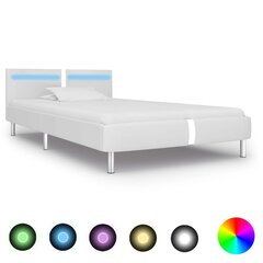 Sängyn runko on päällystetty tekonahalla LEDillä, 90x200 cm, valkoinen väri hinta ja tiedot | Sängyt | hobbyhall.fi